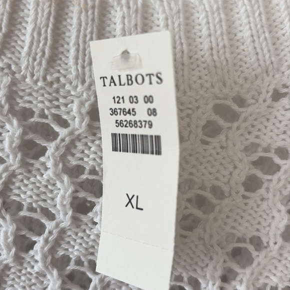 Talbots White Striped Cotton Blend Crewneck Pullover Sweater XL - Picture 4 of 8